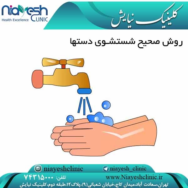 روش صحیح شستشوی دستها کلینیک نیایش